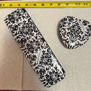 Brighton Tins (2) - Black & White, one rectangular & other heart.